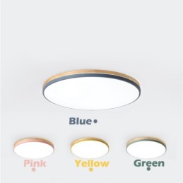 Lámpara de techo de madera redonda multicolor ultrafina y regulable con pantalla acrílica, estilo nórdico