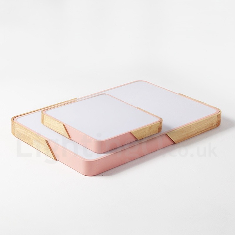 Lámpara de techo rectangular de madera multicolor ultrafina y regulable con pantalla acrílica, estilo nórdico.