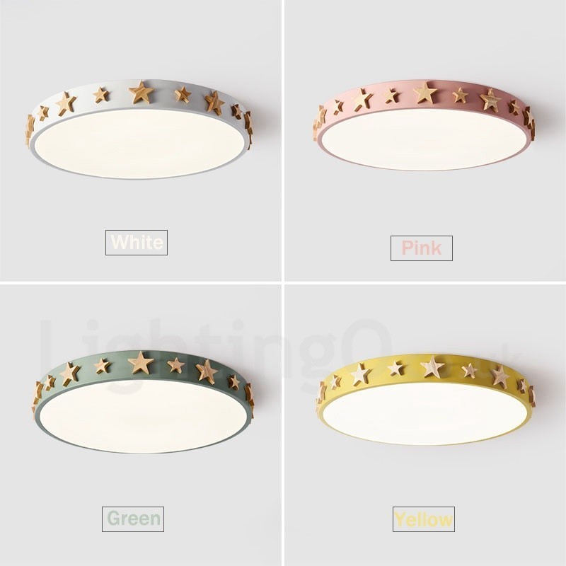 Lámpara de techo circular de madera multicolor ultrafina y regulable con pantalla acrílica, estilo nórdico.