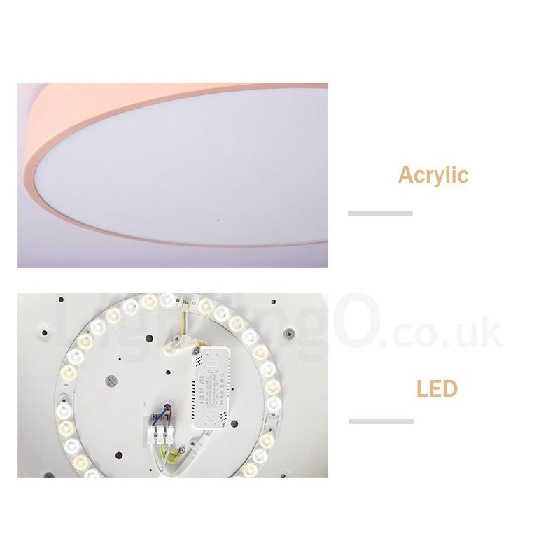 Lámpara de techo circular de madera multicolor ultrafina y regulable con pantalla acrílica, estilo nórdico.