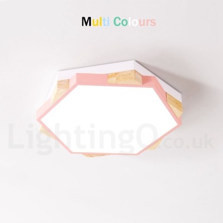 Lámpara de techo hexagonal de madera multicolor regulable con pantalla acrílica, estilo nórdico. Lámpara de techo hexagonal de madera multicolor regulable con pantalla acrílica, estilo nórdico.