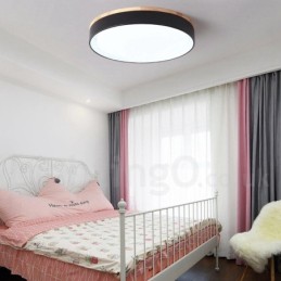 Lámpara de techo circular de madera multicolor regulable con pantalla acrílica, estilo nórdico.