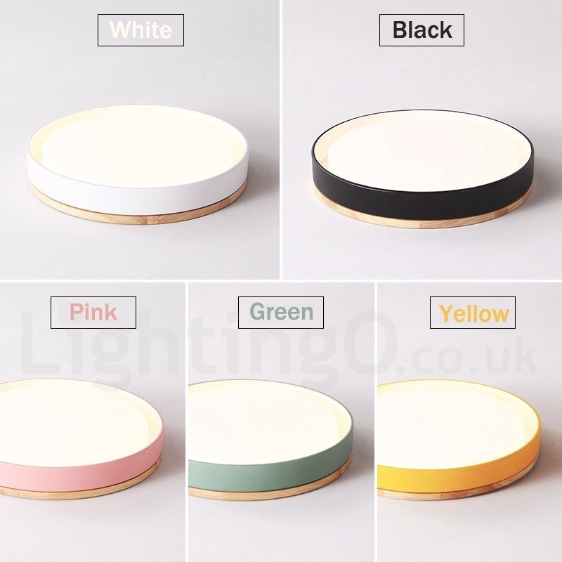 Lámpara de techo circular de madera multicolor regulable con pantalla acrílica, estilo nórdico.