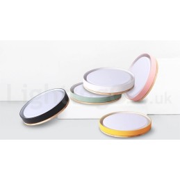 Lámpara de techo circular de madera multicolor regulable con pantalla acrílica, estilo nórdico.