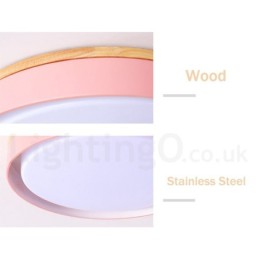 Lámpara de techo circular de madera multicolor regulable con pantalla acrílica, estilo nórdico.