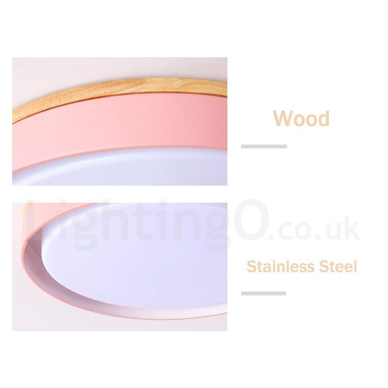 Lámpara de techo circular de madera multicolor regulable con pantalla acrílica, estilo nórdico.