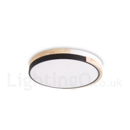 Lámpara de techo redonda de madera multicolor regulable con pantalla acrílica, estilo nórdico.