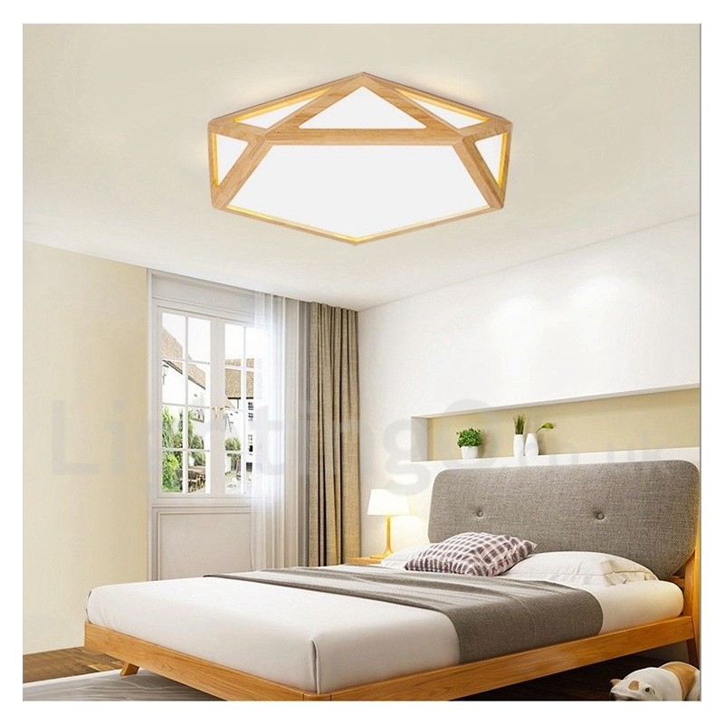 Lámpara de techo de madera regulable de varios estilos con pantalla acrílica, estilo nórdico