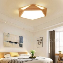 Lámpara de techo de madera regulable de varios estilos con pantalla acrílica, estilo nórdico
