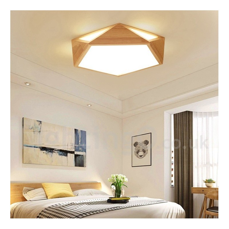Lámpara de techo de madera regulable de varios estilos con pantalla acrílica, estilo nórdico
