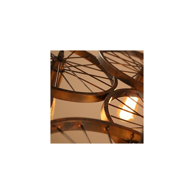 Iluminación estilo loft industrial de hierro forjado, lámpara de araña con ruedas para cafetería