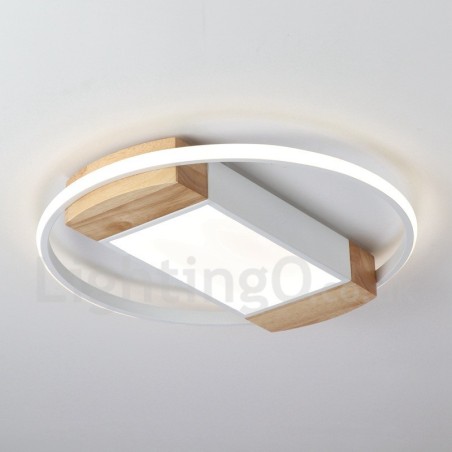 Lámpara de techo ultrafina de madera redonda blanca regulable que también se puede usar como luz de pared. Lámpara de techo ultrafina de madera redonda blanca regulable que también se puede usar como luz de pared.