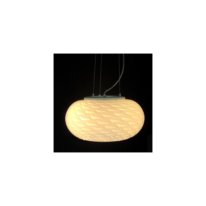Lámpara de araña minimalista moderna tallada en blanco lechoso