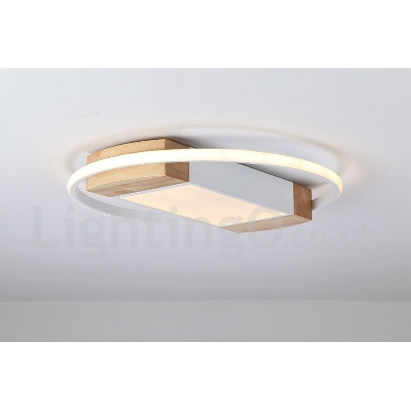 Lámpara de techo ultrafina de madera redonda blanca regulable que también se puede usar como luz de pared.