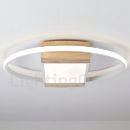 Lámpara de techo ultrafina de madera redonda blanca regulable que también se puede usar como luz de pared.