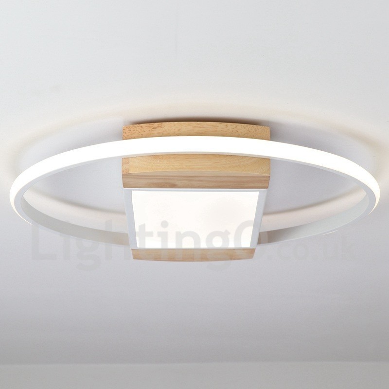 Lámpara de techo ultrafina de madera redonda blanca regulable que también se puede usar como luz de pared.