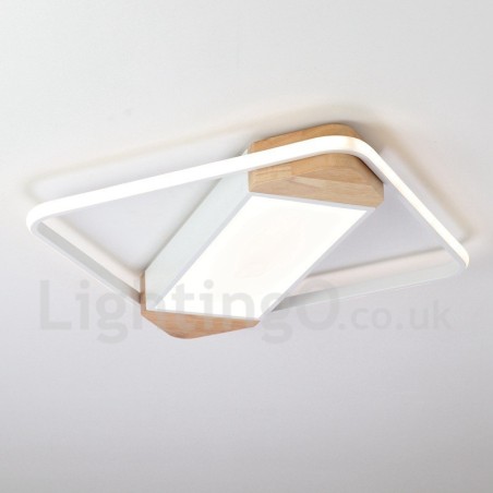Lámpara de techo ultrafina cuadrada de madera blanca regulable que también se puede usar como luz de pared. Lámpara de techo ultrafina cuadrada de madera blanca regulable que también se puede usar como luz de pared.