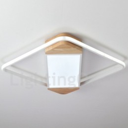 Lámpara de techo ultrafina cuadrada de madera blanca regulable que también se puede usar como luz de pared.