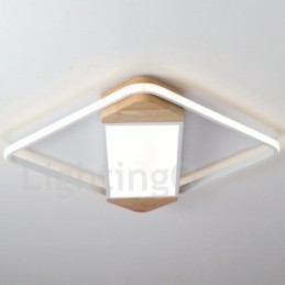 Lámpara de techo ultrafina cuadrada de madera blanca regulable que también se puede usar como luz de pared.