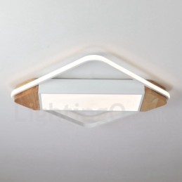 Lámpara de techo ultrafina cuadrada de madera blanca regulable que también se puede usar como luz de pared.