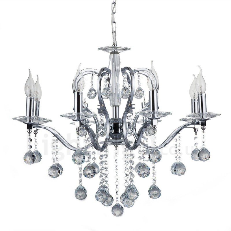 Elegante candelabro de cristal cromado