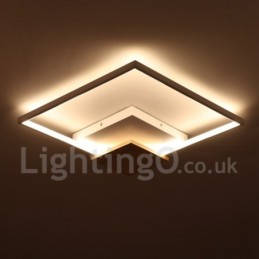 Lámpara de techo ultrafina cuadrada de madera blanca regulable que también se puede usar como luz de pared.