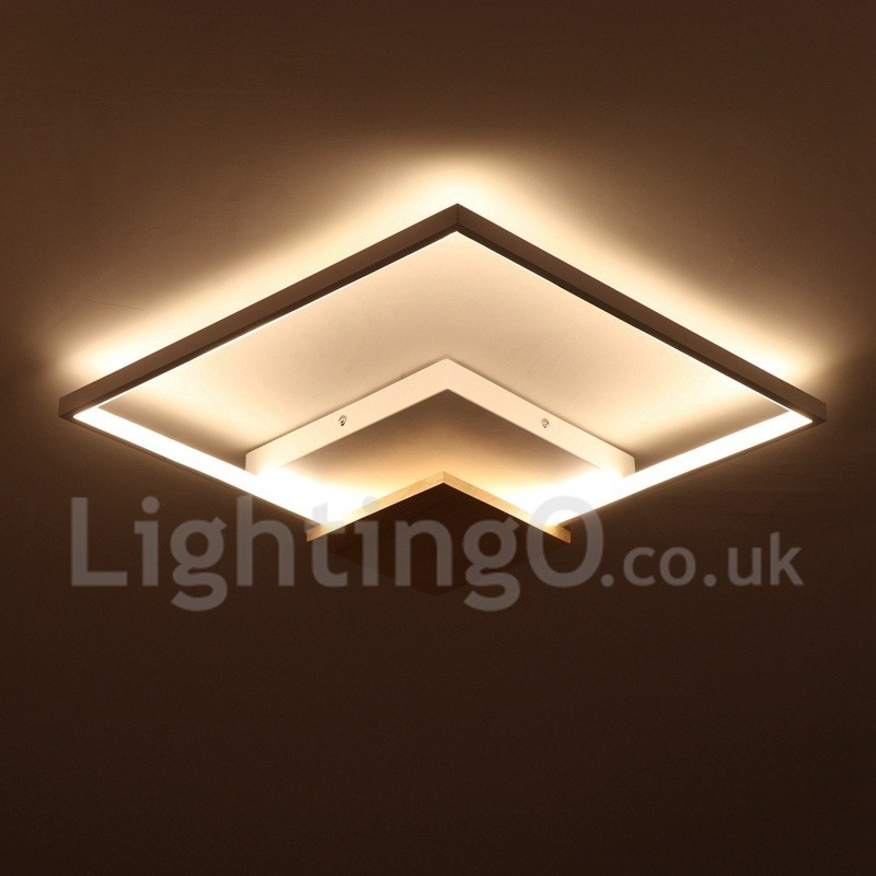 Lámpara de techo ultrafina cuadrada de madera blanca regulable que también se puede usar como luz de pared.