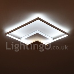 Lámpara de techo ultrafina cuadrada de madera blanca regulable que también se puede usar como luz de pared.