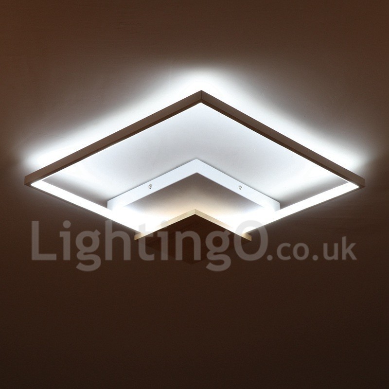 Lámpara de techo ultrafina cuadrada de madera blanca regulable que también se puede usar como luz de pared.