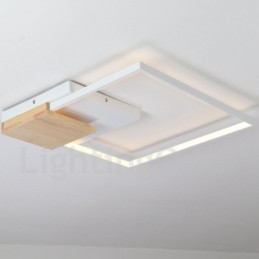 Lámpara de techo ultrafina cuadrada de madera blanca regulable que también se puede usar como luz de pared.