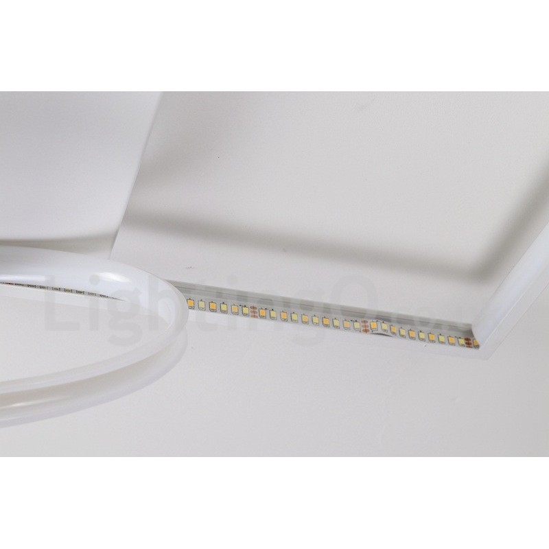 Lámpara de techo ultrafina cuadrada de madera blanca regulable que también se puede usar como luz de pared.