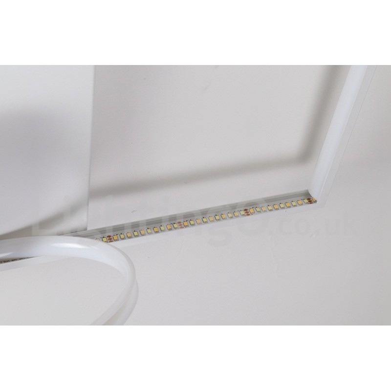 Lámpara de techo ultrafina cuadrada de madera blanca regulable que también se puede usar como luz de pared.