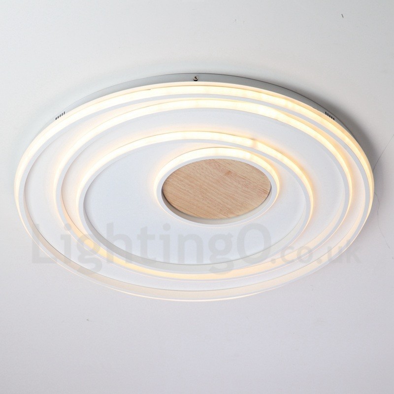 Lámpara de techo ultrafina de madera con anillos blancos regulables, también se puede usar como luz de pared.