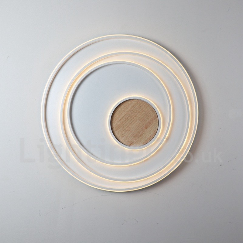 Lámpara de techo ultrafina de madera con anillos blancos regulables, también se puede usar como luz de pared.