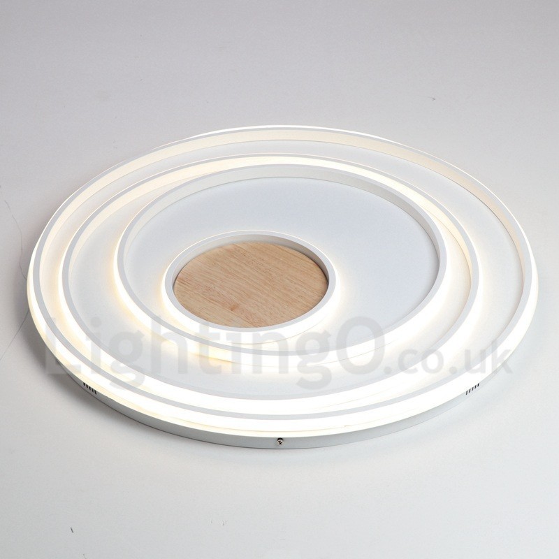 Lámpara de techo ultrafina de madera con anillos blancos regulables, también se puede usar como luz de pared.