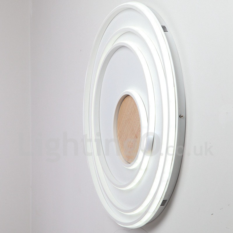 Lámpara de techo ultrafina de madera con anillos blancos regulables, también se puede usar como luz de pared.