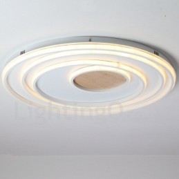 Lámpara de techo ultrafina de madera con anillos blancos regulables, también se puede usar como luz de pared.