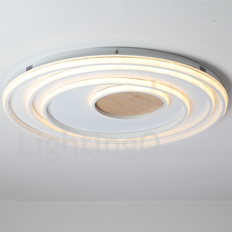 Lámpara de techo ultrafina de madera con anillos blancos regulables, también se puede usar como luz de pared.