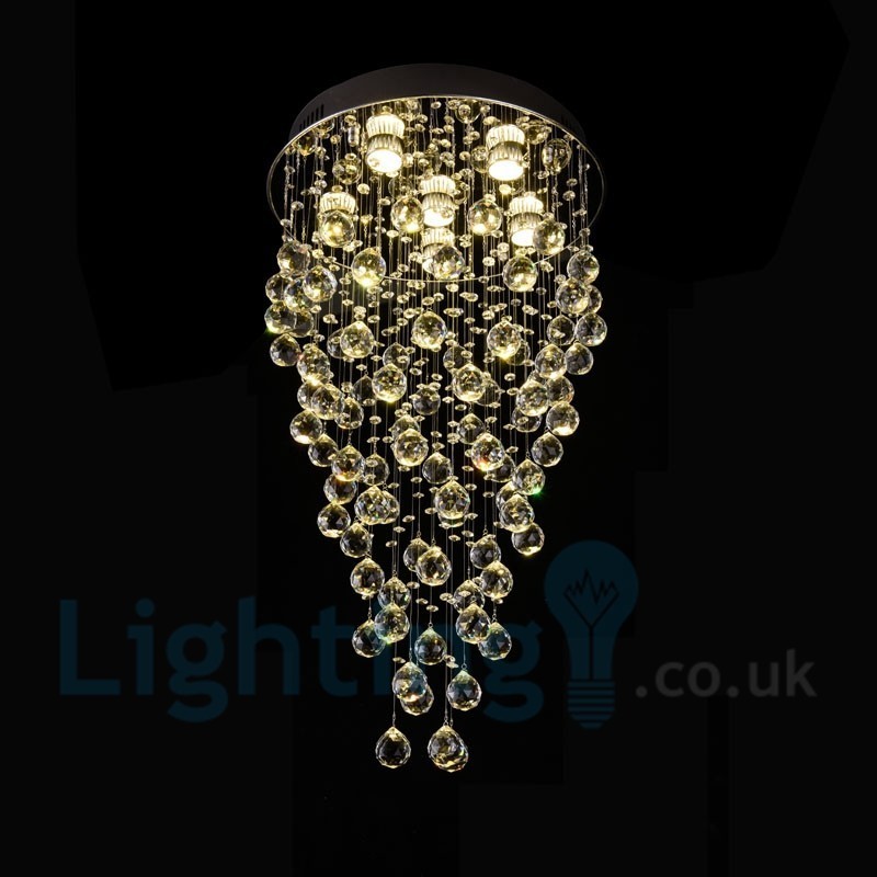 Lámpara de techo empotrada redonda de cristal K9 moderna de 6 luces