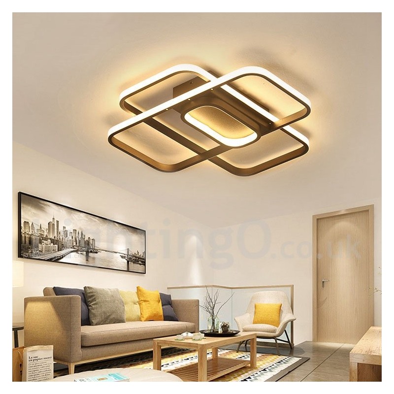 Lámpara de techo moderna y contemporánea de aluminio con acabado en pintura, empotrada con regulador de intensidad remoto. También se puede usar como lámpara de pared.