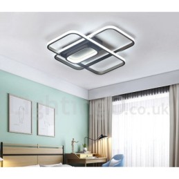 Lámpara de techo moderna y contemporánea de aluminio con acabado en pintura, empotrada con regulador de intensidad remoto. También se puede usar como lámpara de pared.