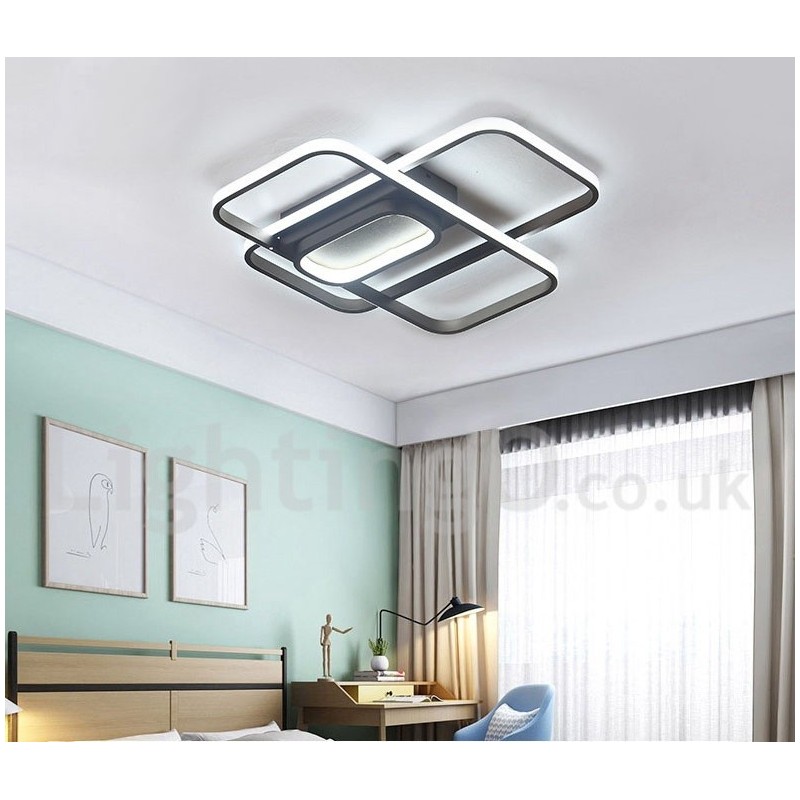 Lámpara de techo moderna y contemporánea de aluminio con acabado en pintura, empotrada con regulador de intensidad remoto. También se puede usar como lámpara de pared.