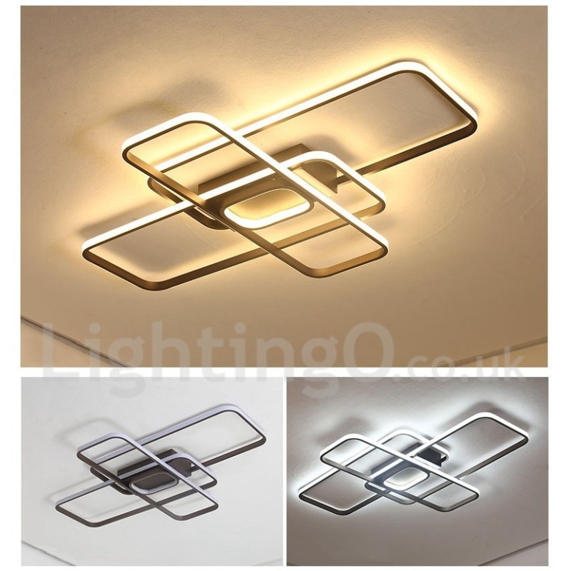 Lámpara de techo moderna y contemporánea de aluminio con acabado en pintura, empotrada con regulador de intensidad remoto. También se puede usar como lámpara de pared.