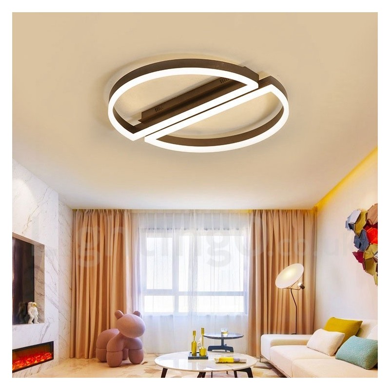 Lámpara de techo redonda moderna y contemporánea de aluminio, empotrada, con regulador de intensidad remoto. También se puede usar como luz de pared.