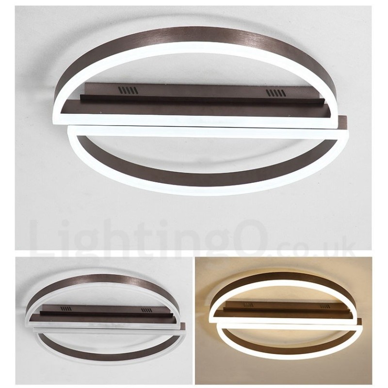 Lámpara de techo redonda moderna y contemporánea de aluminio, empotrada, con regulador de intensidad remoto. También se puede usar como luz de pared.