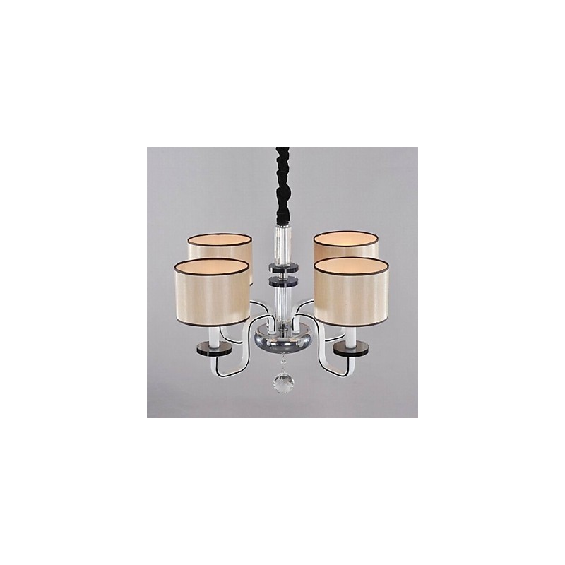 Lámpara de araña minimalista moderna con iluminación de tela y cristal