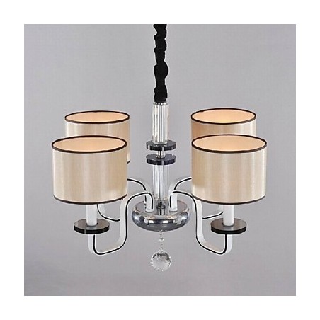 Lámpara de araña minimalista moderna con iluminación de tela y cristal