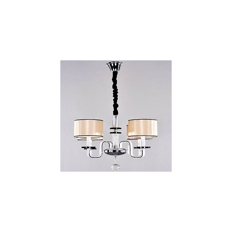 Lámpara de araña minimalista moderna con iluminación de tela y cristal