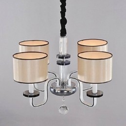 Lámpara de araña minimalista moderna con iluminación de tela y cristal