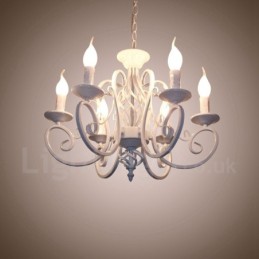 Lámpara colgante rústica retro vintage de 6 luces, color blanco y negro